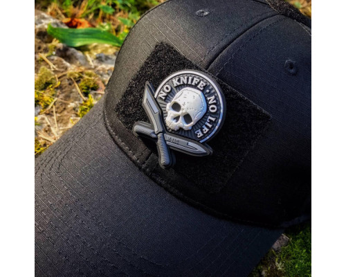M-TAC НАШИВКА NO KNIFE - NO LIFE 3D ПВХ ЧЕРНО-БЕЛАЯ