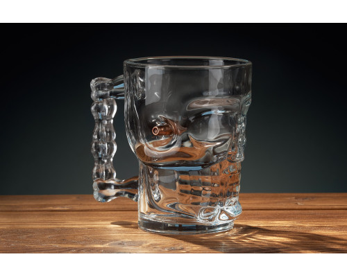 Пивной бокал - череп с пулей