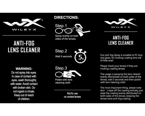Спрей WILEY X Anti-Fog Lens Cleaner 25 ml Bottle
