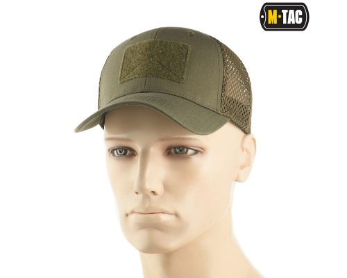 M-TAC БЕЙСБОЛКА С ЛИПУЧКОЙ И СЕТКОЙ FLEX РИП-СТОП DARK OLIVE