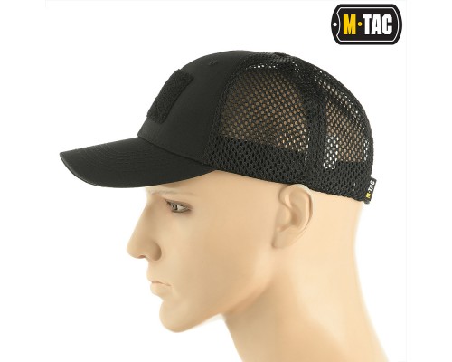 M-TAC БЕЙСБОЛКА С ЛИПУЧКОЙ И СЕТКОЙ FLEX РИП-СТОП BLACK