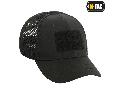 M-TAC БЕЙСБОЛКА С ЛИПУЧКОЙ И СЕТКОЙ FLEX РИП-СТОП BLACK