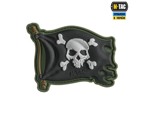 M-TAC НАШИВКА ВЕСЕЛИЙ РОДЖЕР PVC OLIVE/BLACK