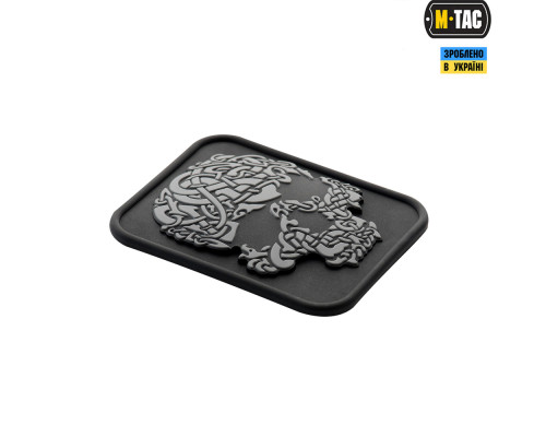 M-TAC НАШИВКА VIKING SKULL ПВХ ЧЕРНЫЙСЕРЫЙ