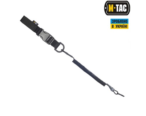 M-TAC ШНУР СТРАХОВОЧНЫЙ LITE ПОД КАРАБИН С D-КОЛЬЦОМ И ФАСТЕКСОМ ЧЕРНЫЙ