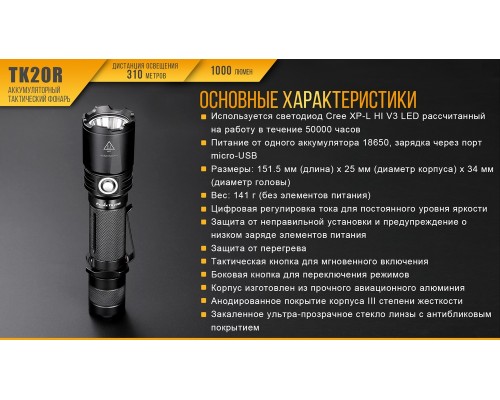 Фонарь ручной Fenix TK20R