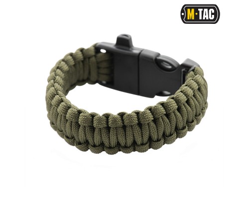 M-TAC БРАСЛЕТ ПАРАКОРД С ИСКРОВЫСЕКАТЕЛЕМ И СВИСТКОМ OLIVE