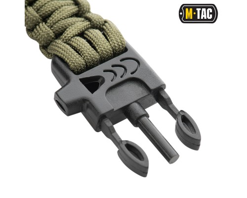 M-TAC БРАСЛЕТ ПАРАКОРД С ИСКРОВЫСЕКАТЕЛЕМ И СВИСТКОМ OLIVE