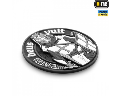 M-TAC НАШИВКА DEUS VULT 3D ПВХ ЧЕРНО-БЕЛАЯ
