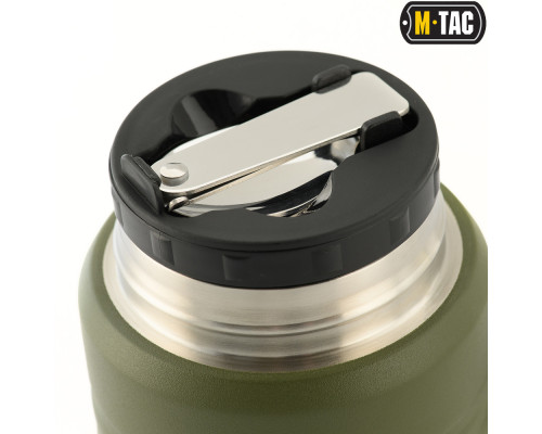 M-TAC ТЕРМОС 750 МЛ СО СКЛАДНОЙ ЛОЖКОЙ ОЛИВА|НЕРЖ.