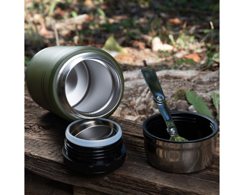 M-TAC ТЕРМОС 750 МЛ СО СКЛАДНОЙ ЛОЖКОЙ ОЛИВА|НЕРЖ.