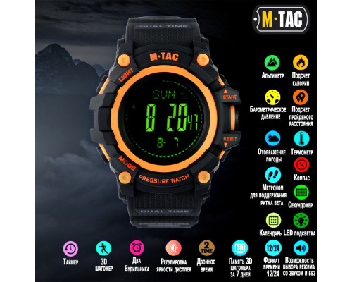 M-TAC ЧАСЫ ТАКТИЧЕСКИЕ ADVENTURE BLACK/ORANGE